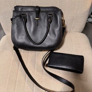 Fossil Crossbody Purse with Handles Large Adjustable Strap and matching Wallet